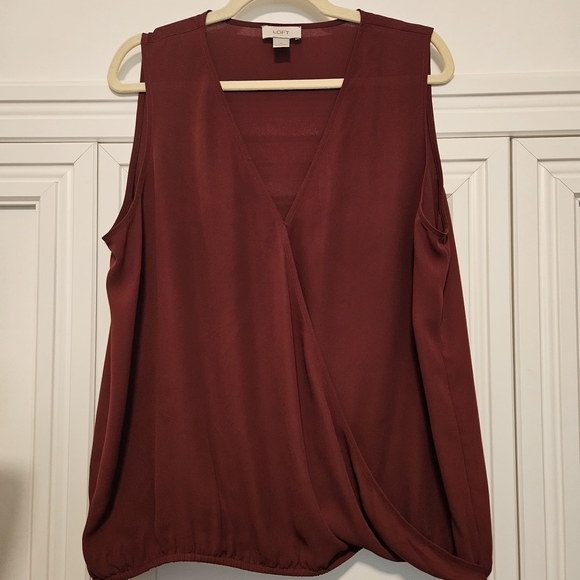 LOFT Relaxed Burgundy Blouse Sleeveless - Picture 3 of 4
